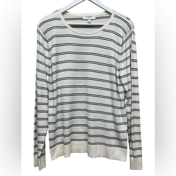 Banana Republic Tops - Banana Republic Forever Sweater Striped Size XL Cream Black  Women Crew Neck Top
